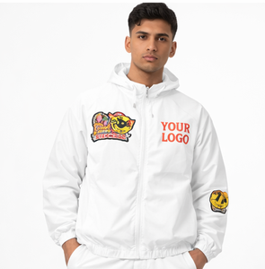 New Style Custom Logo Men's Oversized Cartoon Patch <b>Zip</b> <b>Up</b> Windbreaker <b>Jacket</b> Streetwear Zipper Sweatshirt Windbreaker <b>Jacket</b> - Product Image 4