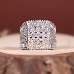 Square Baguette & Round Cut Moissanite Diamond Hip Hop Bling Engagement <b>Ring</b> Iced Out Pave <b>Ring</b> Luxury <b>Statement</b> <b>Ring</b> for Men - Product Image 1