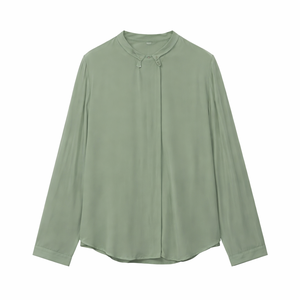 Blusa de Mujer OEM, Cómoda, Tejida, Resistente a las Arrugas, Manga Larga, Formal, con Botones Decorativos, Logotipo Frontal, Suave - Product Image 1