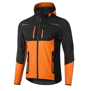 Men's Windproof Fleece <b>Jacket</b> Color Blocking Hooded Zipper Closure Sporty Style Autumn Wear Regular Fit Black <b>Lime</b> <b>Green</b> - Product Image 3