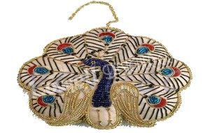 Décorations de Noël de luxe, ornements suspendus pour arbre de Noël avec paon brodé à la main, techniques d'impression de haute qualité - Product Image 3