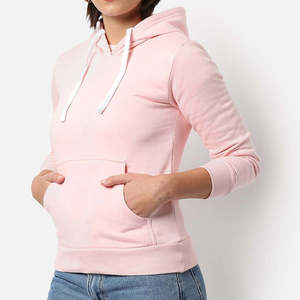 Sudadera con Capucha Rosa para Mujer, Color Sólido, Manga Larga, Tejido de Algodón, Estilo Casual, para Otoño - Product Image 3