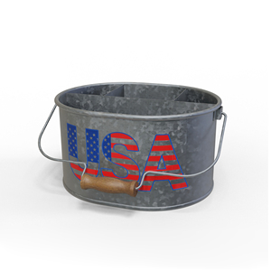 Oval Metal Storage Organizer with Rope Handles Industrial Style Durable Utility <b>Bin</b> for Living Room Sundries Galvanized <b>Caddy</b> - Product Image 6