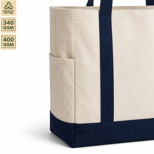 Sac fourre-tout en toile laminée PP bicolore avec logo personnalisé, 45x36x18 cm, sac de courses réutilisable robuste, fournisseur OEM en gros - Product Image 4