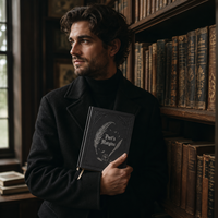 Carnet de poésie personnalisé LABON – Journal du poète avec estampage à chaud argenté, couverture gothique en forme d'arche, écriture de poèmes sur mesure