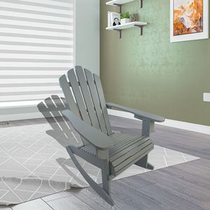 Walnut Adirondack <b>Rocking</b> <b>Chair</b> Reclining Wooden Outdoor Furniture - Product Image 1