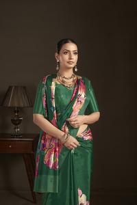 Sari prêt-à-porter et blouse cousue, sari indien en soie crêpe, imprimé floral, sari imprimé numériquement, design magnifique - Product Image 4