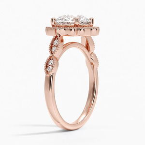 แหวนเพชรทรงวินเทจประดับดอกไม้ ล้อมเพชรแบบ Halo ได้รับการรับรองจาก IGI ทอง 10K 14K 18K เงิน 925 935 ของขวัญวันครบรอบ วันหมั้น วันแต่งงาน - Product Image 4