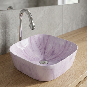 Offre spéciale Lavabo ovale moderne en céramique rose mat Lavabos de salle de bains d'hôtel Meuble de toilette avec égouttoir - Product Image 1