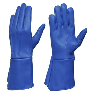 Genuine Blue Leather Medieval Gauntlet <b>Gloves</b> Long Cuff Knight <b>Gloves</b> <b>for</b> <b>Men</b> Premium Handmade Vintage Style Winter Touchscreen - Product Image 1