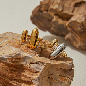 แหวนสแตนเลสสตีลชุบทอง 18K PVD กันน้ำ ปรับขนาดได้ หรูหรา - Product Image 2