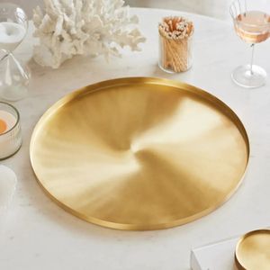Premium <b>Round</b> Brass Serving <b>Tray</b> Elegant Decorative Metal Plate for Coffee <b>Table</b> Kitchen Counter Home Styling - Product Image 1