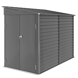 4.6FT X 9FT Outdoor Storage Shed Dark Gray Metal Lean-to <b>Foundation</b> Kit Lockable Doors Gloves for Patio Lawn for Backyard Use - Product Image 1