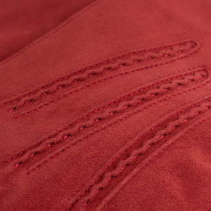 Gants d'hiver pour hommes en peau de mouton rouge, à doigts complets, avec fermeture à boutons-pression, faits à la main, thermiques et écologiques - Product Image 3