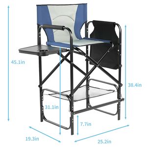 4 Sedie da Campeggio Portatili con Portabicchieri Integrati e Tavolino Laterale - Altezza 79 cm e Altezza Bar - Product Image 1