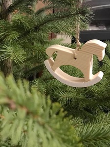 Wooden Rocking Horse <b>Christmas</b> Ornament Natural Finish Handmade Holiday <b>Decoration</b> Tree Hanging Decor Traditional Style - Product Image 4