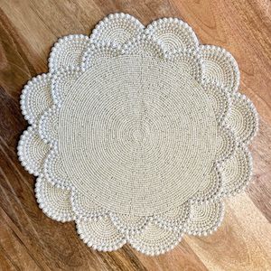 Napperon décoratif brodé de sequins et de perles, fait main, centre de table, accent pour salle à manger, restaurant, banquet, broderie - Product Image 6