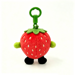 Customized red strawberry stuffed,Smiling strawberry plush,keychain with green clip,bag charm Cute strawberry character - Product Image 2