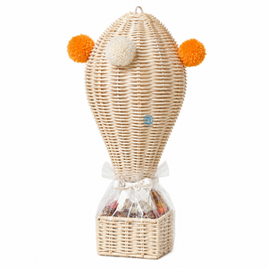 Eco Friendly Handwoven Rattan Green Hot Air Balloon Candy <b>Gift</b> Box Kids Ramadan <b>Eid</b> Chocolate Holder Handmade Wholesale Supplier - Product Image 3