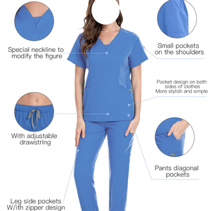 ชุดยูนิฟอร์มแพทย์ ชุดพยาบาลโรงพยาบาล ชุดสครับพร้อมปักโลโก้ ขายส่ง ชุดสครับแพทย์ Shaghaf Sports Wear Impex Sc2 โพลีเอสเตอร์ 100% - Product Image 5