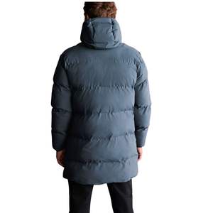 Parka longue matelassée bleu ardoise personnalisée pour homme, manteau d'hiver isolé à capuche, coupe-vent, vêtement d'extérieur urbain, OEM ODM, vente en gros - Product Image 3