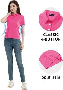 Camisetas Polo de Algodón Lisas Casuales de Verano para Mujer con Cuello Alto y Mangas Largas - Product Image 2