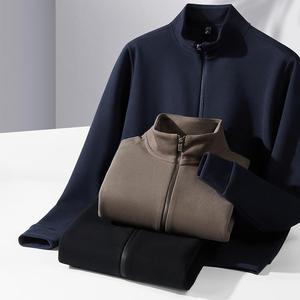 Wholesale High-Quality 450Gsm Heavy Weight Men's Stand Collar Custom Logo Zipper Men's <b>Fleece</b>-<b>Lined</b> Autumn Winter <b>Jacket</b> - Product Image 2