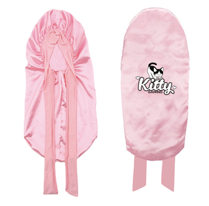Bonnet en satin de soie personnalisé avec logo pour femme, extra large, double couche, bonnet de nuit réglable à large bande pour la protection des cheveux - Product Image 1