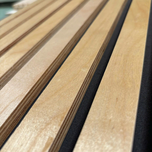 Panneaux muraux acoustiques modernes en placage naturel avec âme en caoutchouc, laine de bois décorative MDF pour la maison, le salon, la salle de sport - Acoustique en polyester - Product Image 1