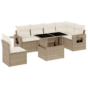 Conjunto de Sofás Modulares Grandes de Ratán Sintético PE Beige para Jardín, Muebles de Jardín Modulares Cómodos - Product Image 2