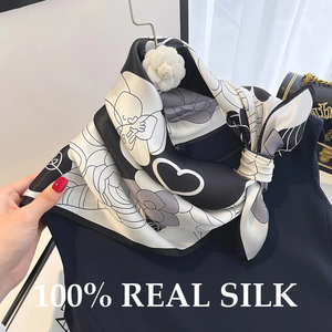 Foulard carré 100% soie véritable pour femme, protection UV, châle, écharpe, bandana, hijab, pashmina, poncho - Product Image 6