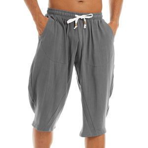 Nouvelle Arrivée - Short Sportif Homme en Coton et Lin, Couleur Unie, Écologique, Coupe Ample au Genou, Capri, Yoga, Fitness, Décontracté, Imperméable - Product Image 4