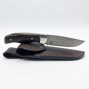 มีดพับเหล็กดามัสกัสทำมือ พร้อมด้ามไม้ คลิปหนีบกระเป๋า และปลอกหนัง - Product Image 5