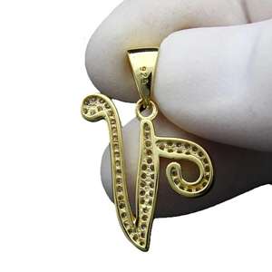 Colgante de Letra V con Diamante Moissanite, Plata de Ley 925, Letra del Alfabeto con Incrustaciones de Diamantes, Sin Cadena, Regalo - Product Image 1