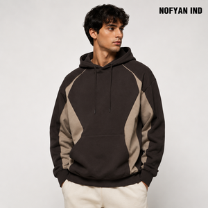 เสื้อฮู้ดผู้ชาย NOFYAN IND แขนเสื้อแบบแร็กแลน ตัดต่อสีสัน สไตล์ลำลองทรงโอเวอร์ไซส์ ผ้าเฟรนช์เทอร์รี่ 100% คอตตอน ดีไซน์กระเป๋าเสื้อ เหมาะสำหรับฤดูใบไม้ร่วง - Product Image 3