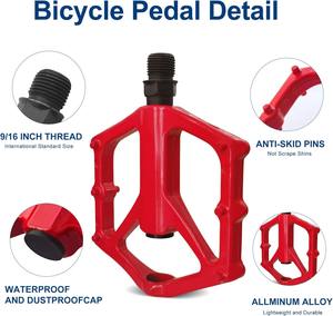 Pedales para Bicicleta de Montaña, Pedales Planos para Carretera/MTB, Antideslizantes, Ligeros, de Aleación de Aluminio, Ultraligeros, con Rodamientos, para Bicicletas BMX y MTB - Product Image 5