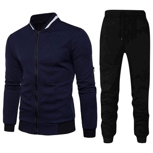 Conjunto deportivo informal de 2 piezas con cremallera de un cuarto, 100% algodón, estampado o liso, para correr y hacer ejercicio. - Product Image 5