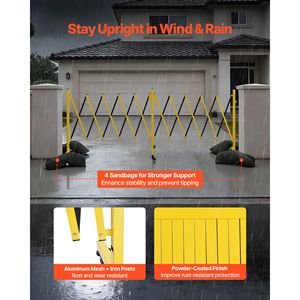 18FT Portable Folding Double Expandable Industrial <b>Safety</b> Barricades Flexible Mobile Barrier Locking Casters <b>Roadway</b> Products - Product Image 2