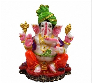 Colorful Resin Ganesh Statue Hindu God Figurine Sitting <b>Elephant</b> Deity Ornament for Home <b>Decor</b> Tabletop - Product Image 2