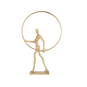 Gold Finished Standing Man Circular Ring Tabletop Sculpture Showpieces Home Ornament for Living Room New Table <b>Object</b> Desk - Product Image 1