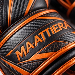 Custom Boxing Training Gloves <b>Black</b> Orange Padded Fitness Sparring Gloves Geometric Design OEM Wholesale Supplier - Product Image 3