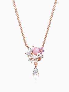 Collier pendentif fleur en argent sterling 925 plaqué or rose Blushing Blooms pour femme, bijou floral délicat, cadeau - Product Image 5