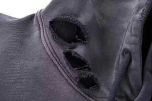 New Arrival Men Acid Wash Distressed Fleece Front Logo Hoodies 100% Cotton Fashion Wear Custom Design Streetwear Breathable - Product Image 6