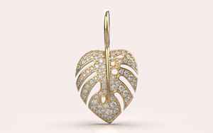 Collier pendentif feuille de palmier en diamant Moissanite VVS plaqué or sur argent 925 pour femme, cadeau de bijoux à prix de gros - Product Image 2