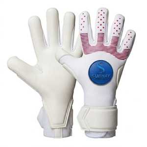 Subhay Football Goalkeeper Gloves Full Finger White Red Silicone Palm Non Slip Adjustable Wrist <b>Strap</b> Unisex Sports - Product Image 6