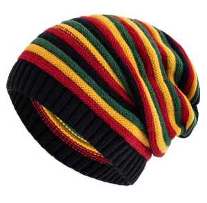 Gorro Unisex de Invierno para Adultos, Casual, Jacquard, Poliéster, Transpirable, Impermeable, Ajustable, 56-58CM, Colores Rasta - Product Image 1