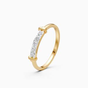 Anillo de barra con diamante redondo cultivado en laboratorio de 0.15 quilates en oro amarillo, blanco y rosa de 9 quilates - Product Image 1