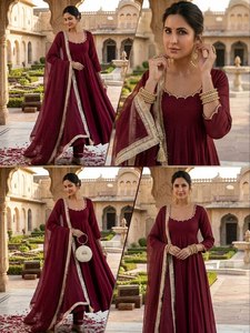 NUEVO LANZAMIENTO: KURTI CHANDERI con ANARKALI INTERIOR (TOP-BOTTOM) y DUPATTA con ENCAJES EN TODAS LAS PUNTAS, ESTILO MODERNO HASTA EL SUELO, IDEAL PARA FIESTAS - Product Image 6