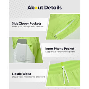 Shorts de sport décontractés pour hommes, en tissu éponge, séchage rapide, ourlet fendu, taille haute élastique, respirant, avec poches pratiques, brodé - Product Image 3