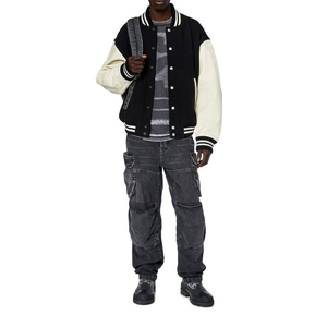 Premium Black <b>Varsity</b> <b>Jacket</b> Cream Sleeves <b>Mens</b> Oversized Letterman <b>Jacket</b> Wool <b>Bomber</b> <b>Jacket</b> Streetwear Fashion Baseball <b>Jacket</b> - Product Image 4